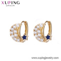 93317 Wholesale wedding women jewelry elegant stylish moon and star shape gold hoop earrings with tiny ziroon